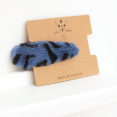 Haarclip faux fur leopard blue