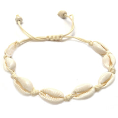 Bracelet de cheville coquillage crème