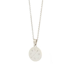 Engraved necklace silver - double arrow & 4 initials