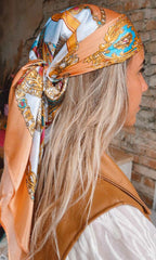 Satin Bandana-Schal peach turquoise