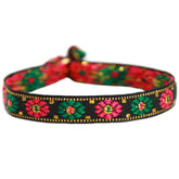 Pulsera tejida flor negra