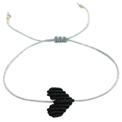 Bracelet black heart silver