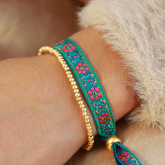 Woven bracelet flower blue