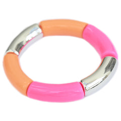 Armband penne silver orange pink