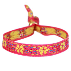Bracelet tissé flower pink yellow