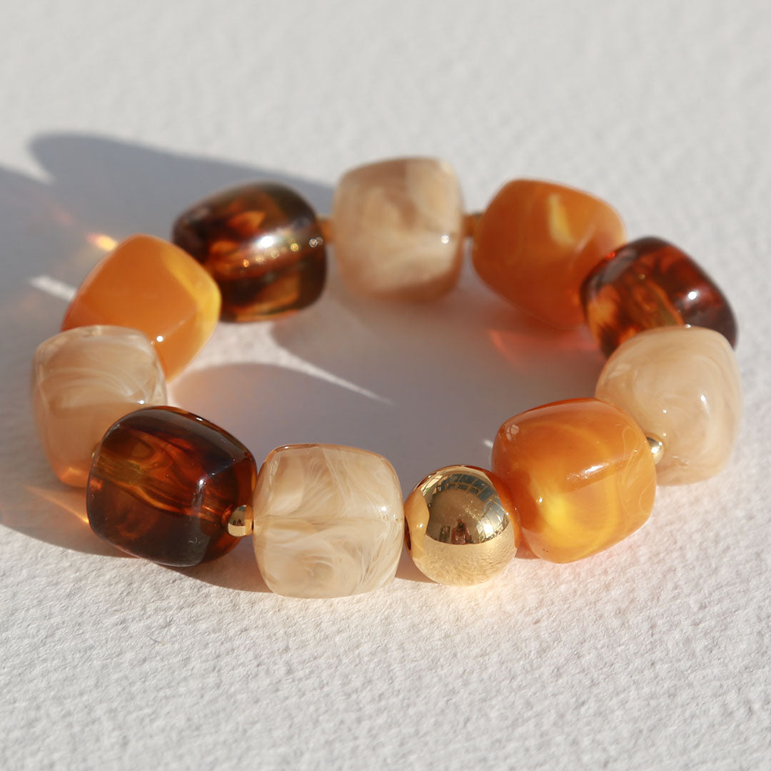Armband cube golden ball bruin