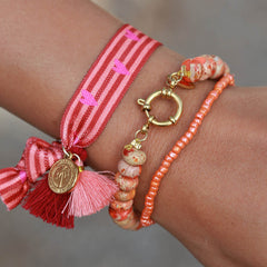 Orange marble stone bracelet