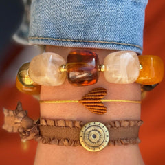 Armband cube golden ball bruin