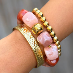 Bracelet cube boule dorée rose
