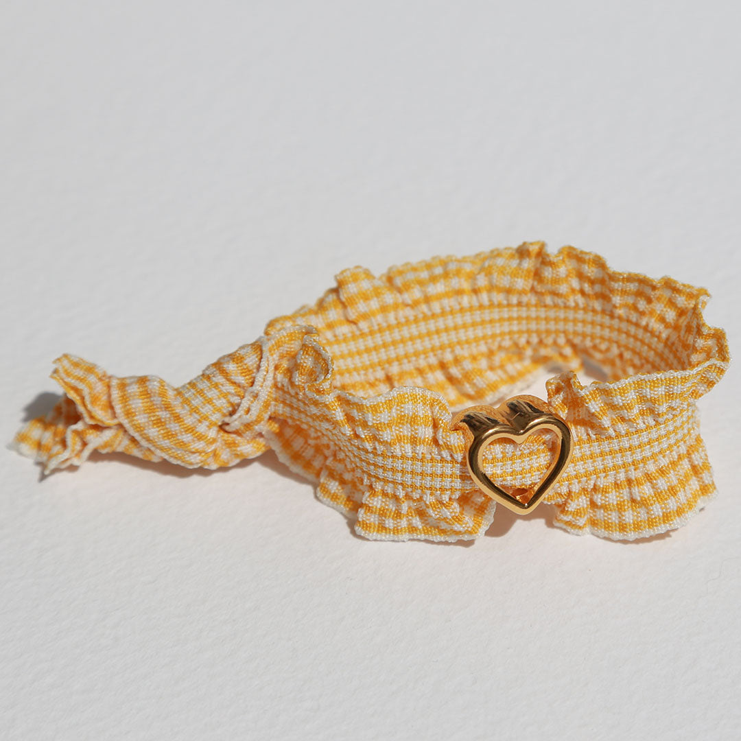 Armband heart ruffle geel