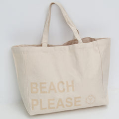 Canvas Strandtasche beach please beige