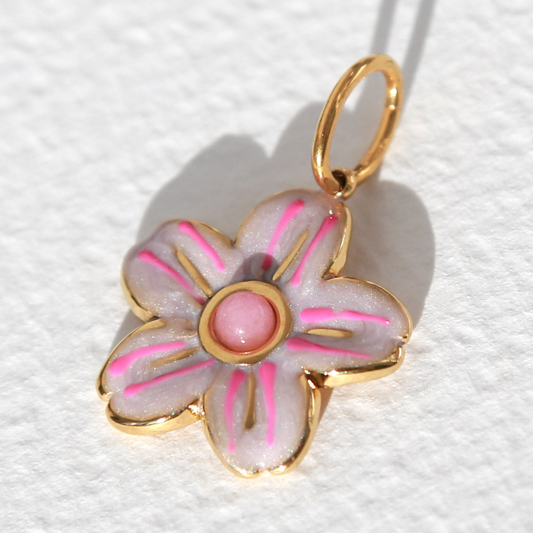 Charm fleur rose