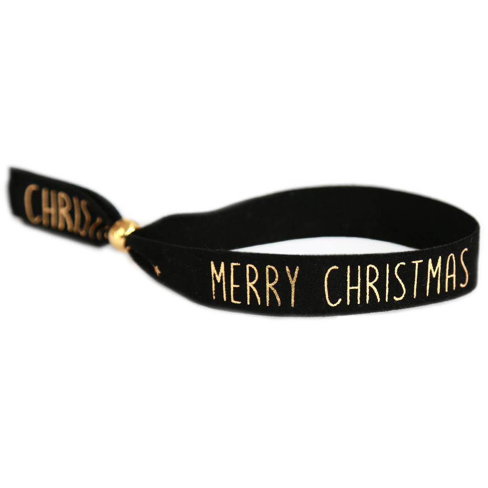 Pulsera de ante Feliz Navidad negra