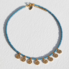 Miyuki Goldmünzen Halskette blau