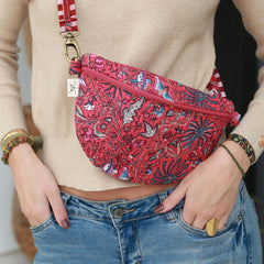 Sac bandoulière fleur rouge