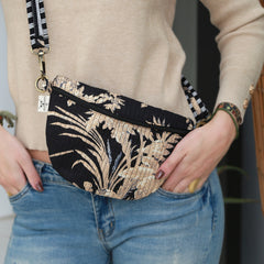 Sac bandoulière feuilles noir