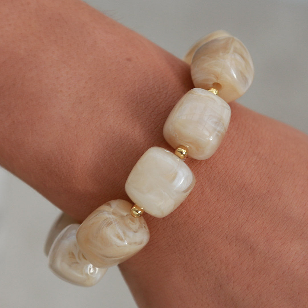 Pulsera cubo beige