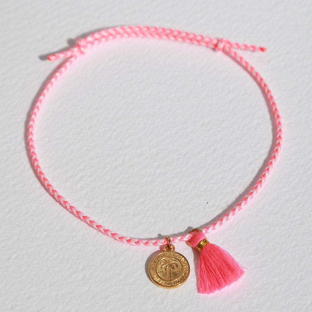 Enkelband Solea roze met muntje