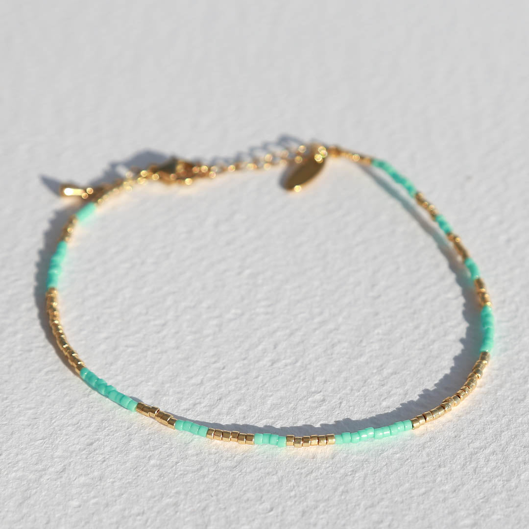 Bracelet de cheville miyuki menthe or