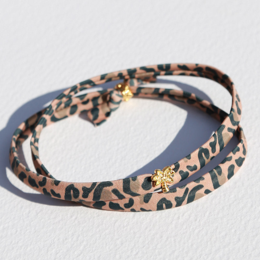 Bracelet de cheville léopard palmier or