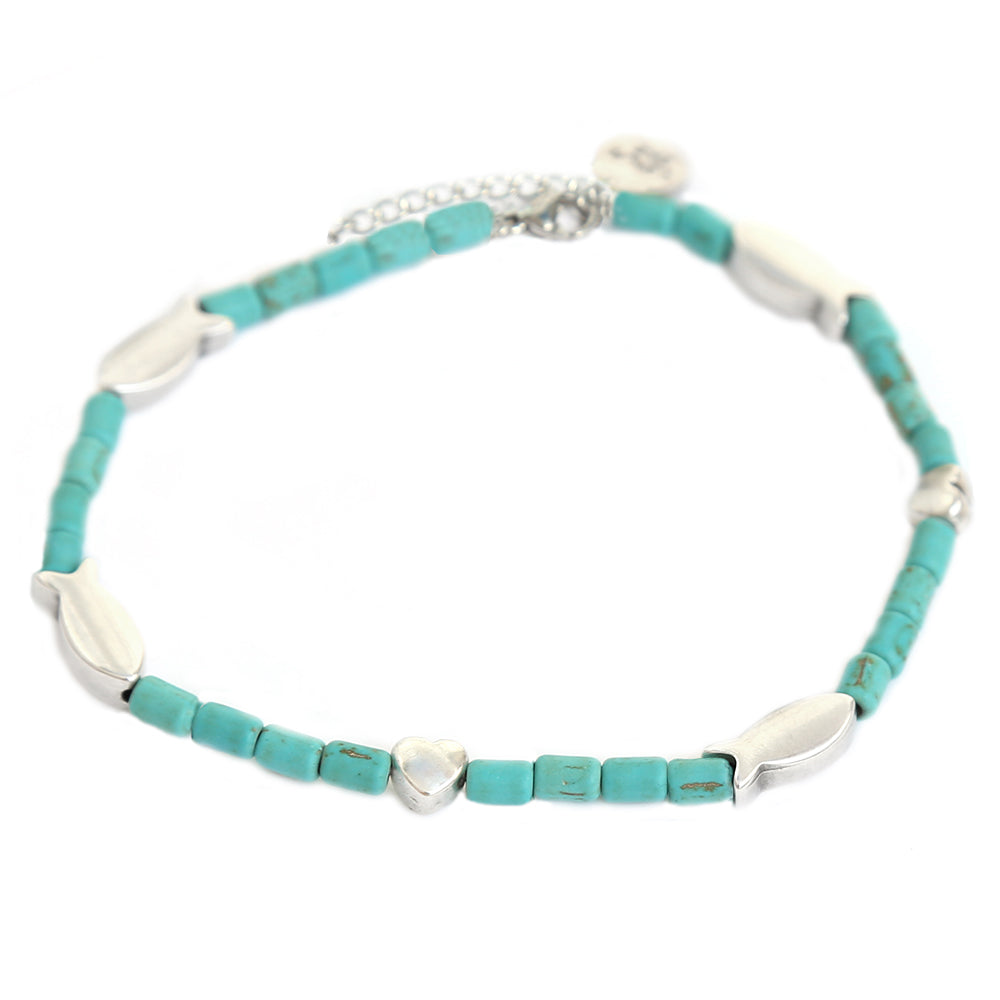 Bracelet de cheville heart to fish