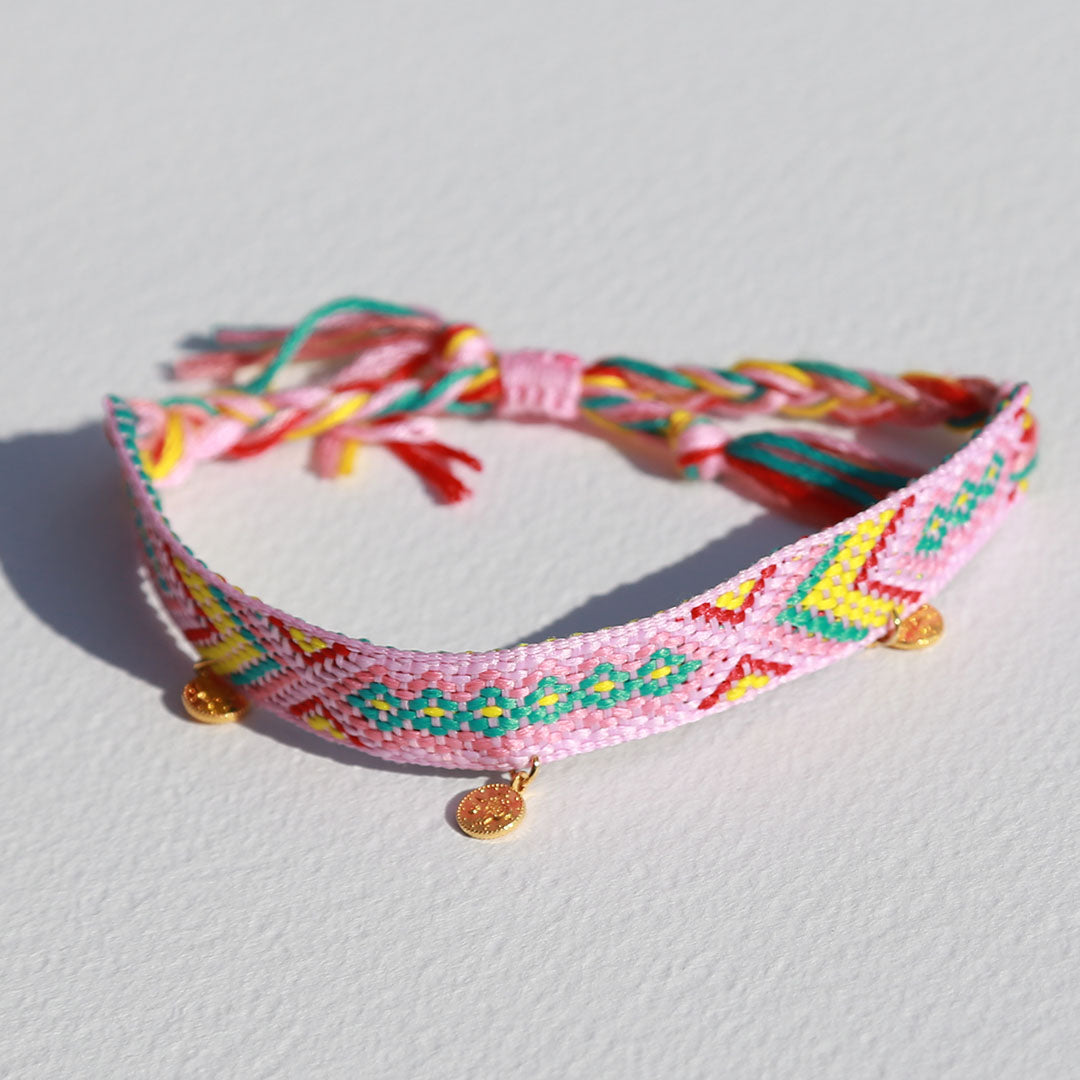 Anklet cotton aztec pink golden coin