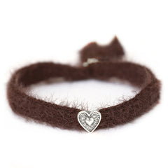 Armband fluffy bruin zilver