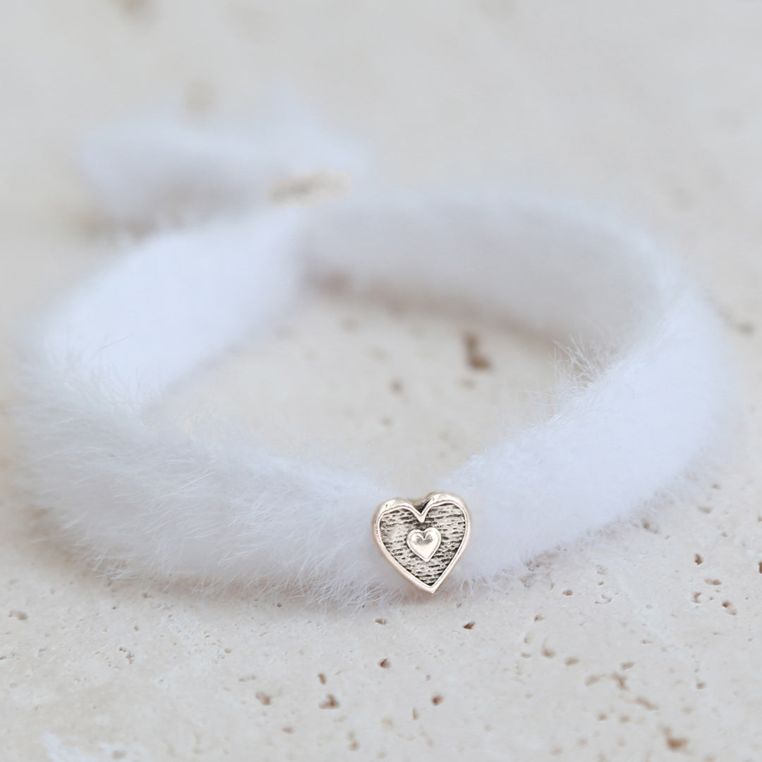 Pulsera esponjosa de plata blanca