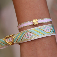 Gewebtes Armband pastellfarbenes Herz