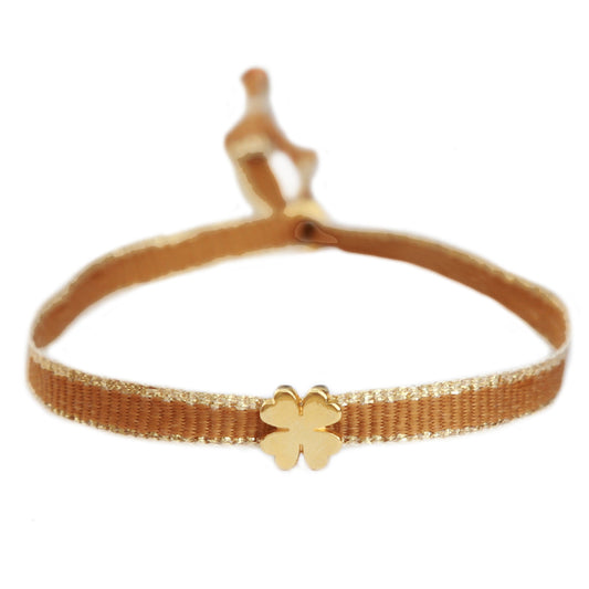 Geweven armband klaver bruin 1000