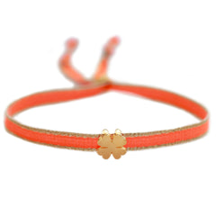 Gewebtes Armband Kleeblatt orange
