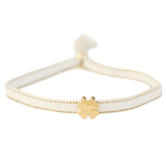 Gewebtes Armband Kleeblatt weiß