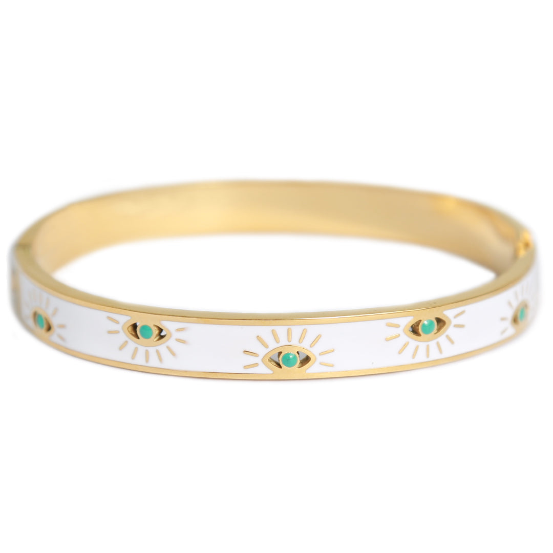 Gold bangle evil eye