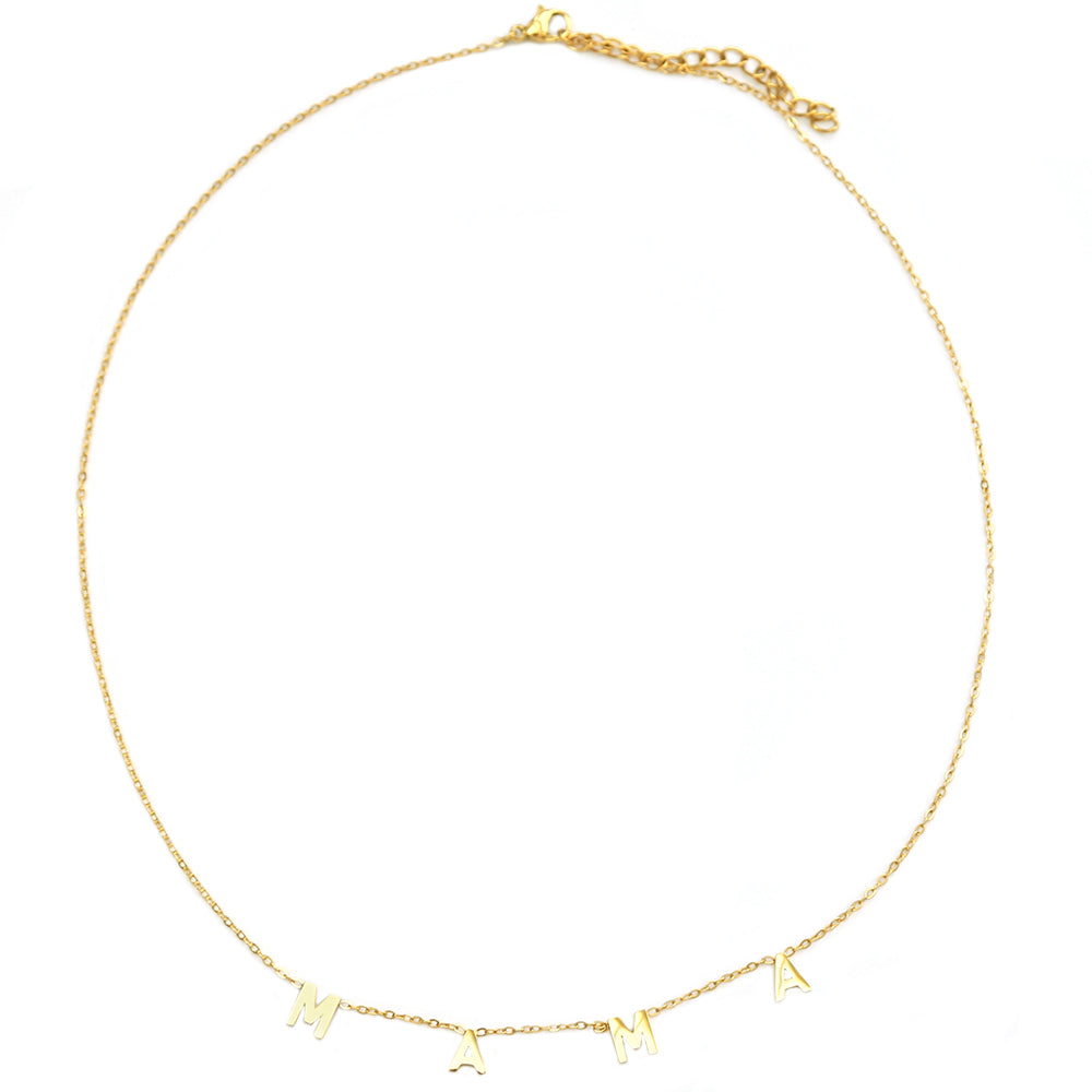 Gouden ketting met de letters mama