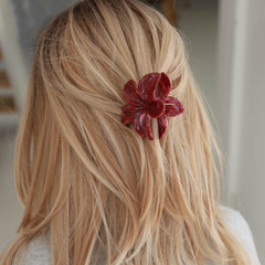 Burgundy flower hair clip