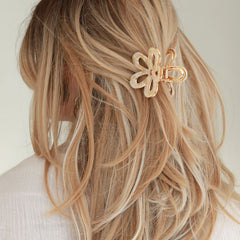 Haarklem stalen bloem beige