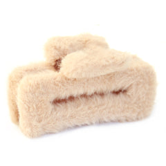 Barrette à cheveux duveteux beige