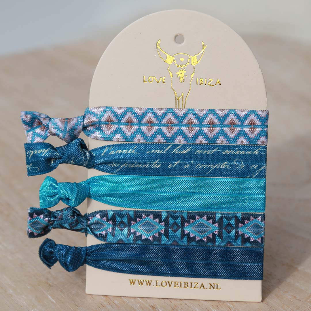 Ibiza Gummibänder blaue Schrift