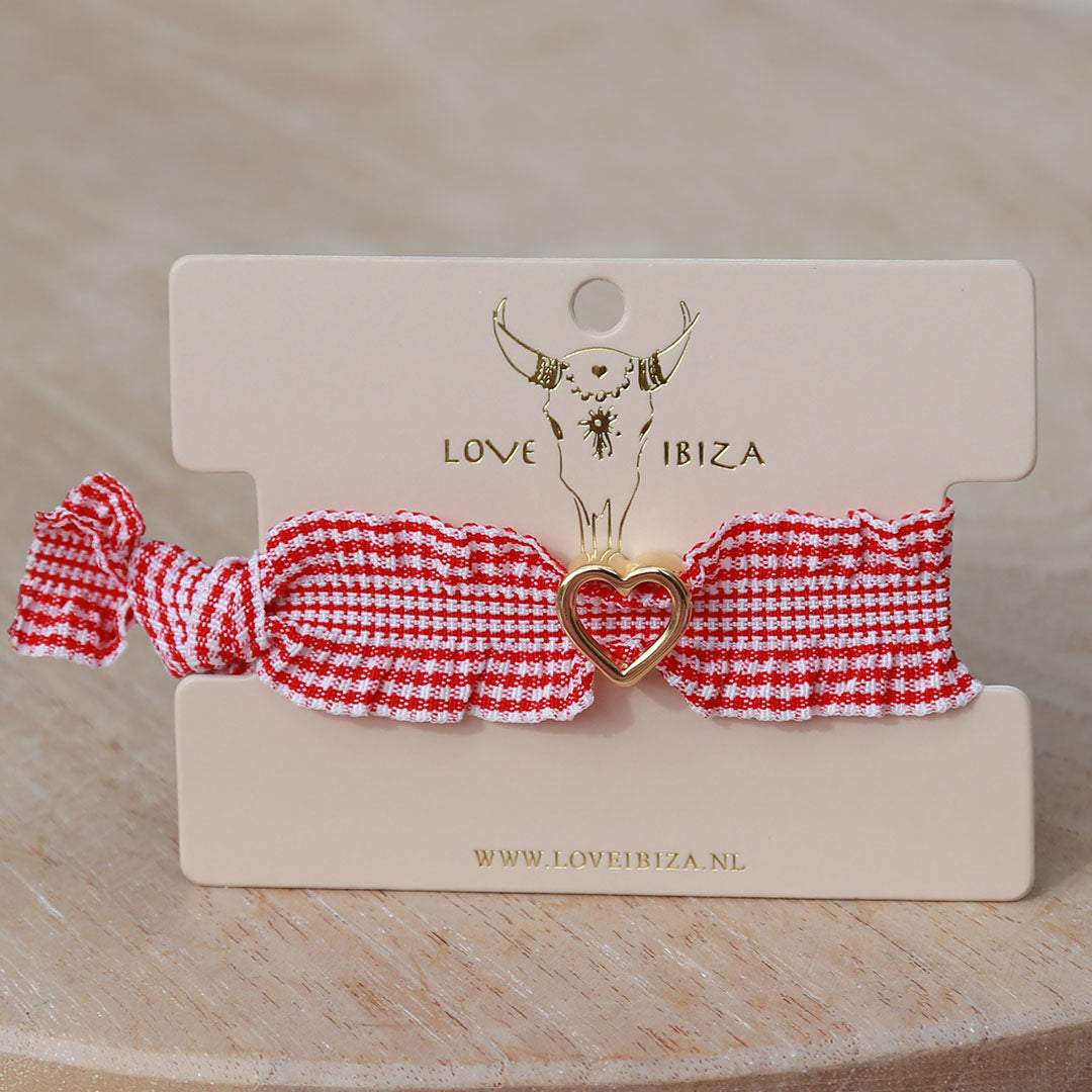 Red heart ruffle bracelet