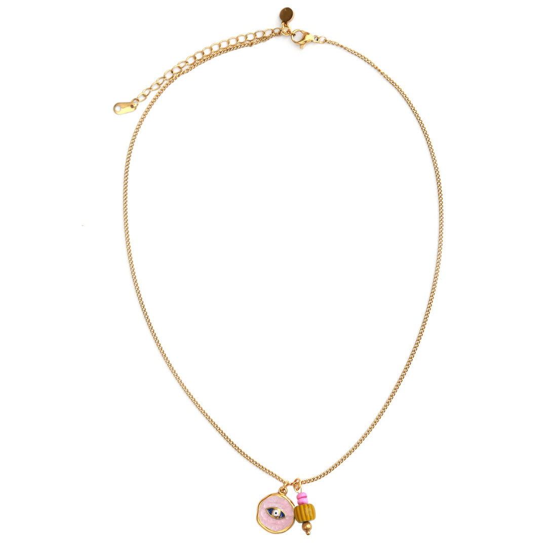 Gold chain mystic soul eye pink