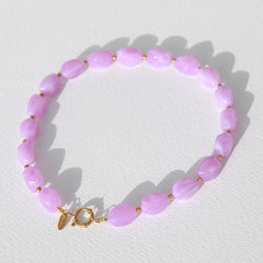 Gold necklace Rocks lilac