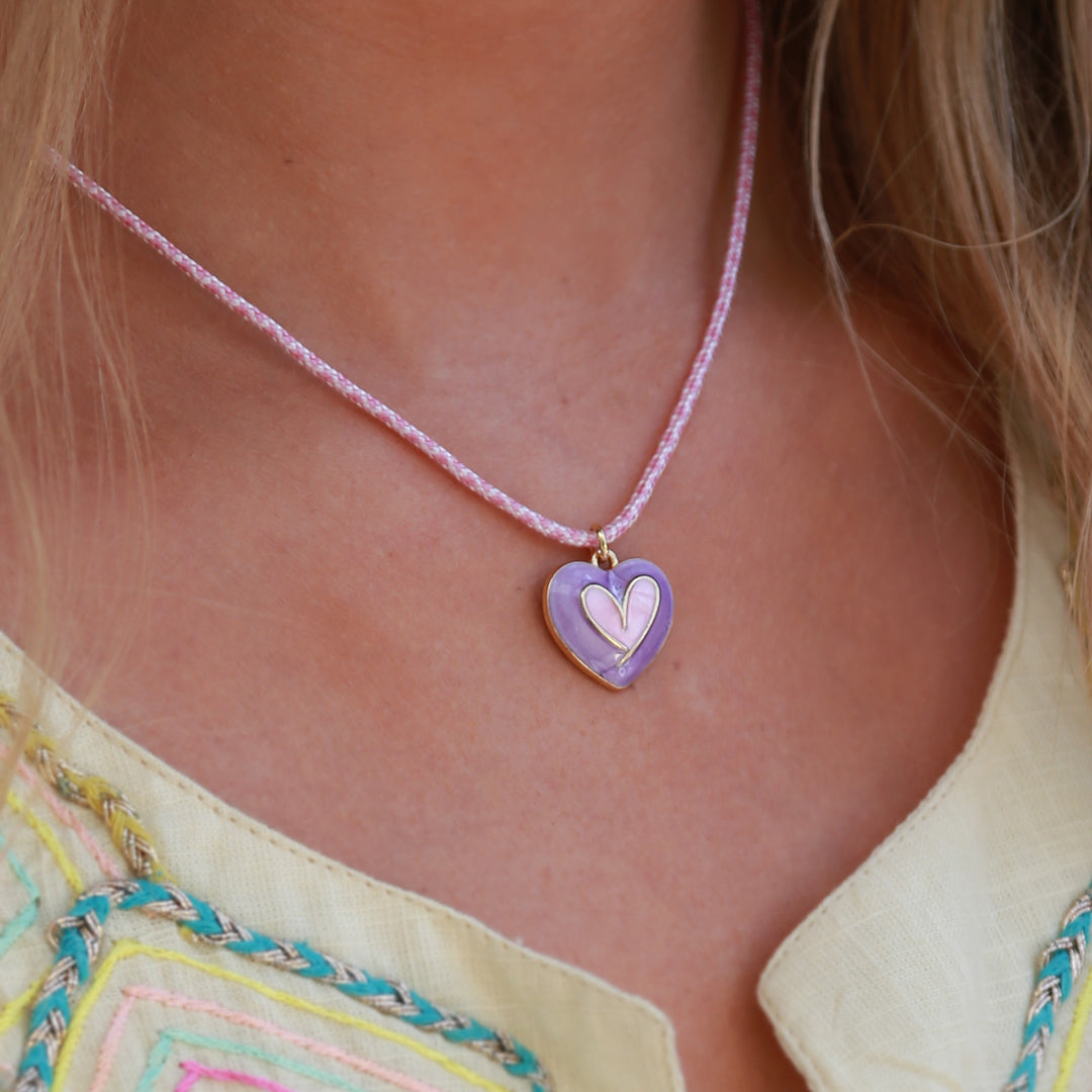 Necklace samos pink lilac heart