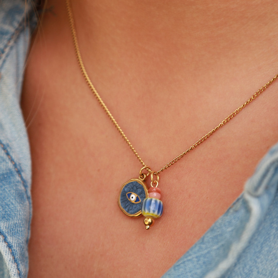 Gold chain mystic soul eye blue