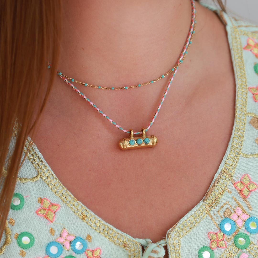 Ketting turquoise bar