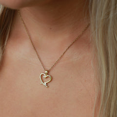 Gold chain heart rhinestone