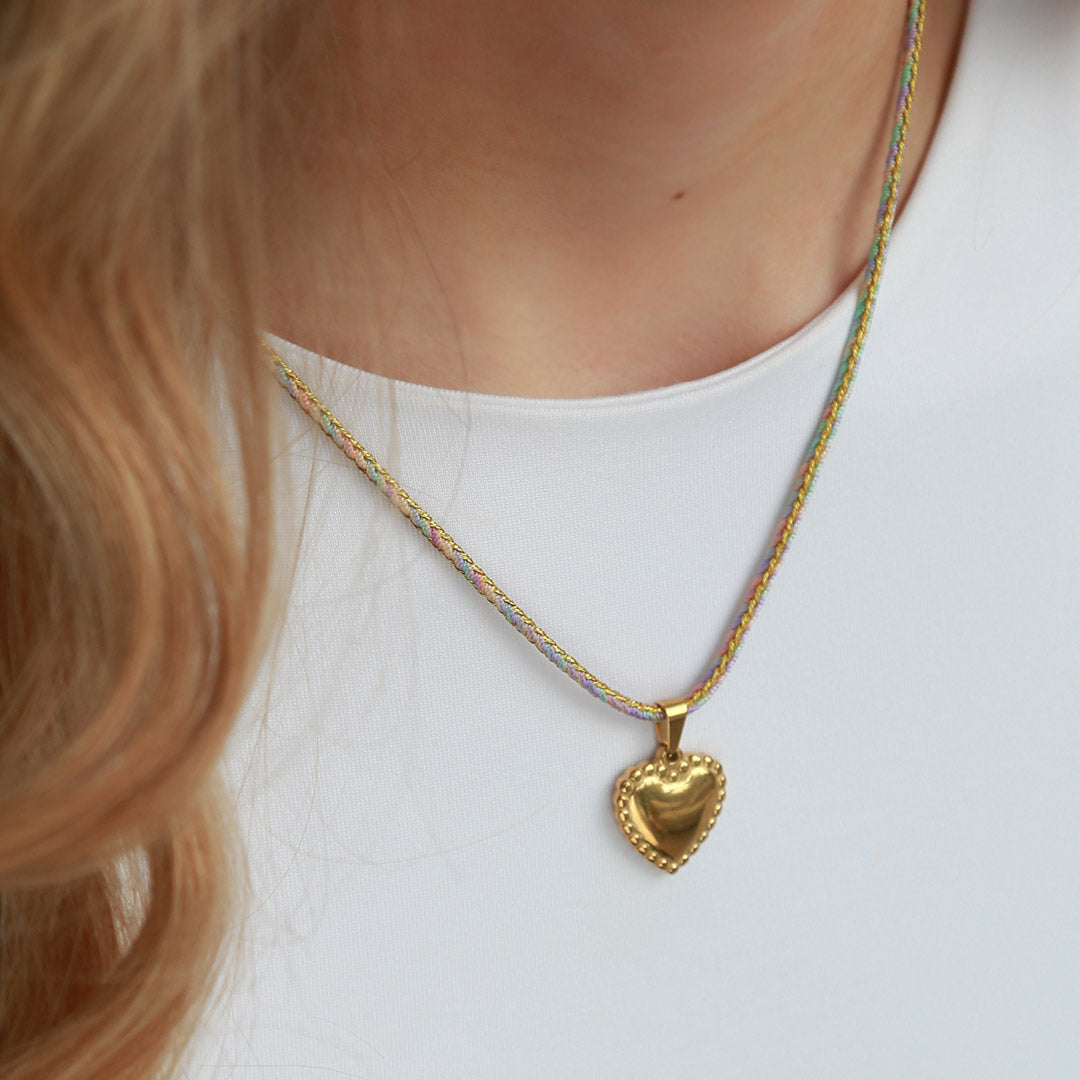 Ketting metallic rainbow hart