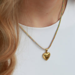 Ketting metallic rainbow hart