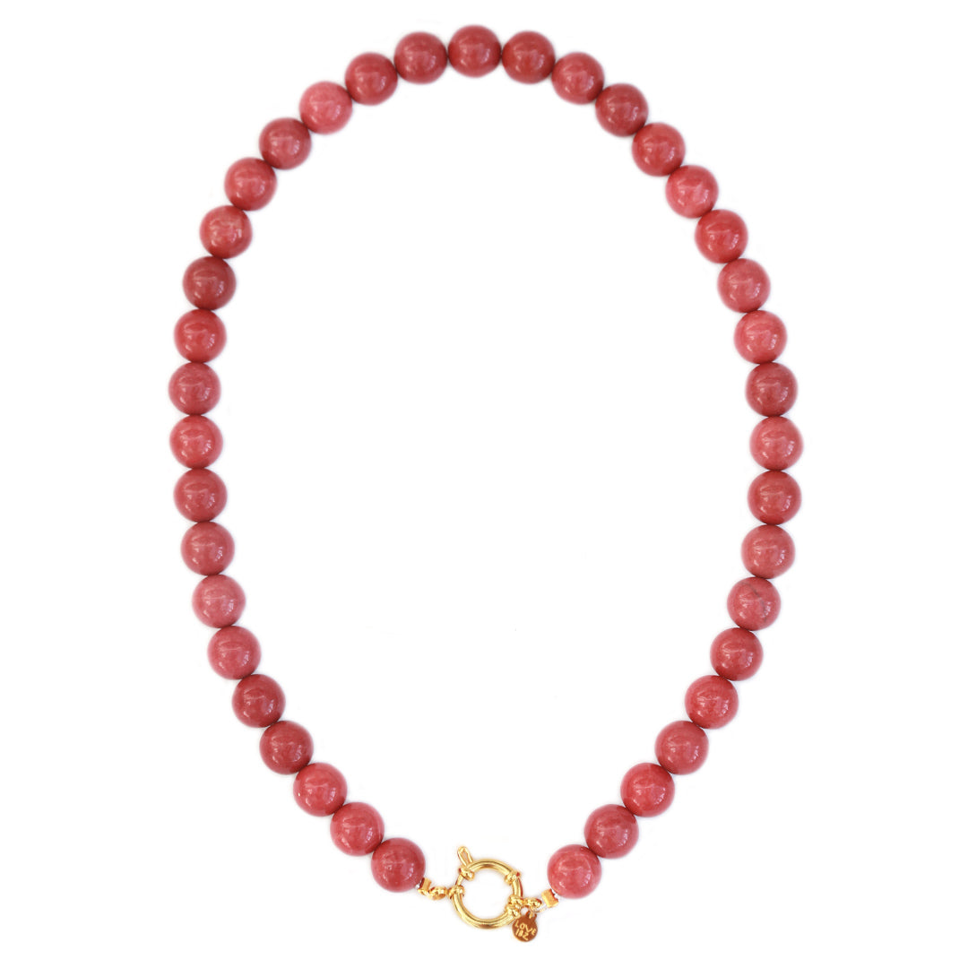 Collar con piedra burbuja color burdeos claro