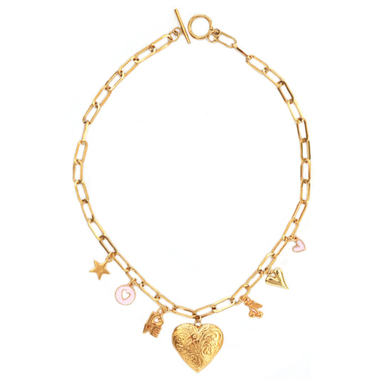 Collier maillons dorés coeur d'amour 1080