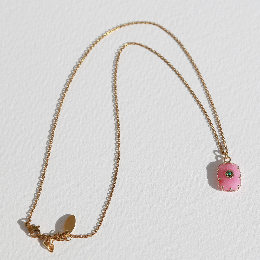 Gold necklace element stone rose quartz